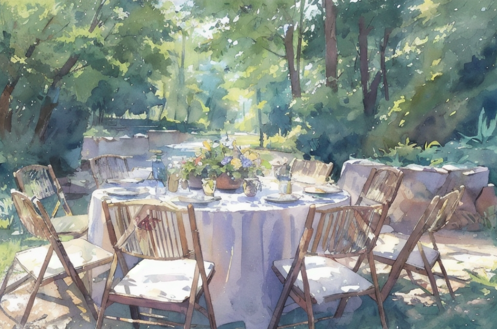 Acuarela de mesa al aire libre