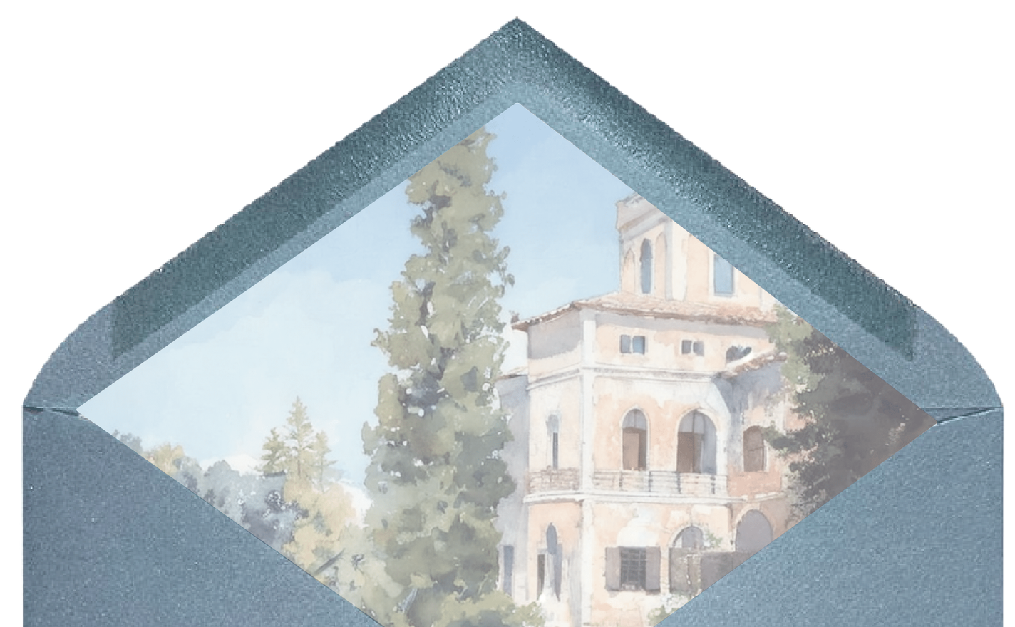 Sobre con ilustración acuarela de la Finca La Fredad